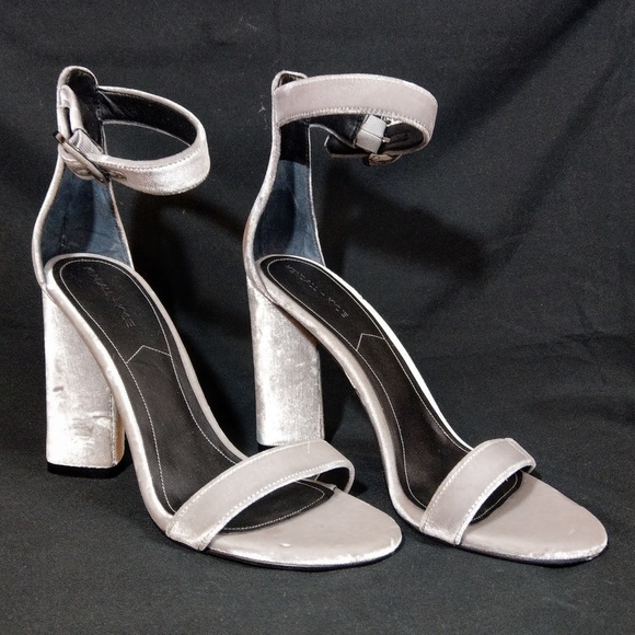 silver velvet heels